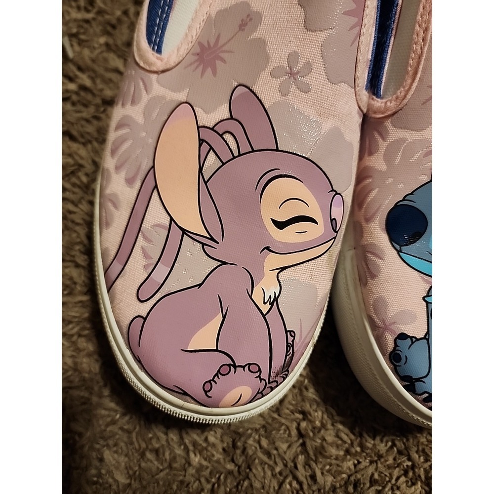 Disney Stitch And Angel Slip On Shoes Unisex M 11 - W 12.5 Pink And Blue Used - Picture 3 of 8